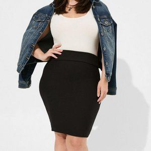 Torrid Size 1 - Mini Jersey Foldover Pencil Skirt - Deep Black